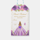 パープルフローラブロンドヘアプリンセスSweet sixteen ギフトタグ (正面)