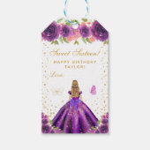 パープルフローラブロンドヘアプリンセスSweet sixteen ギフトタグ (正面)