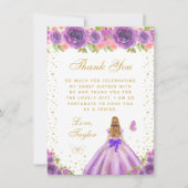 パープルフローラブロンドヘアプリンセスSweet sixteen サンキューカード (正面)