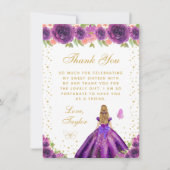 パープルフローラブロンドヘアプリンセスSweet sixteen サンキューカード (正面)