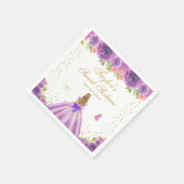 パープルフローラブロンドヘアプリンセスSweet sixteen スタンダードカクテルナプキン (角)