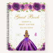 パープルフローラブロンドヘアプリンセスSweet sixteen ノートブック (正面)