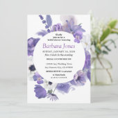 パープルフローラブーケブライダルシャワー招待 招待状 (スタンド正面)