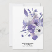 パープルフローラブーケブライダルシャワー招待 招待状 (裏面)
