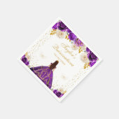 パープルフローラプリンセスキンセアニラ スタンダードカクテルナプキン (角)