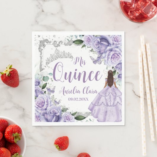 パープルフローラプリンセスシルバーキンセアニラ16 15 スタンダードランチョンナプキン (インサイチュ)