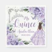 パープルフローラプリンセスシルバーキンセアニラ16 15 スタンダードランチョンナプキン (正面)