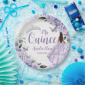 パープルフローラプリンセスシルバーキンセアニラ16 15 ペーパープレート (パーティー)