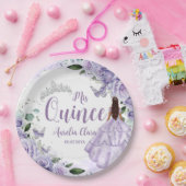 パープルフローラプリンセスシルバーキンセアニラ16 15 ペーパープレート (パーティー)