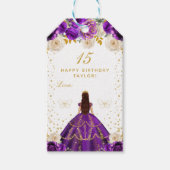 パープルフローラプリンセスハッピーバースデー ギフトタグ (正面)