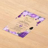 パープルフローラプリンセスミクリンスキンセアニラ アクリル招待状 (レイダウン)