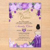 パープルフローラプリンセスミクリンスキンセアニラ アクリル招待状 (正面)
