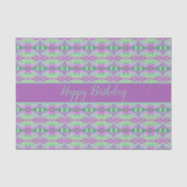 パープルフローラプリントティッシュペーパーとティール（緑がかった色） 薄葉紙