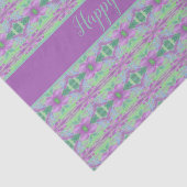 パープルフローラプリントティッシュペーパーとティール（緑がかった色） 薄葉紙 (詳細)