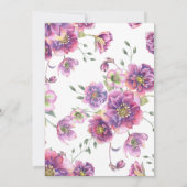 パープルフローラベビーイン開花ベビーシャワー招待状 招待状 (裏面)