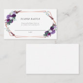 パープルフローラベビーシャワーおむつラッフルカード 名刺 (正面/裏面)