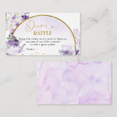 パープルフローラベビーシャワーお茶おむつラッフルカード エンクロージャーカード (正面/裏面)