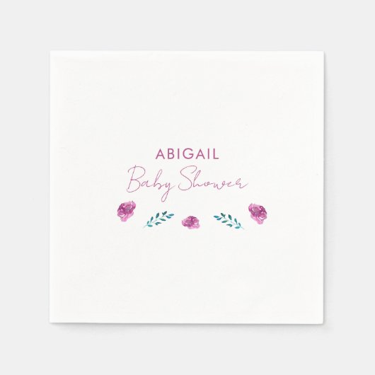 パープルフローラベビーシャワーカクテル スタンダードカクテルナプキン (正面)