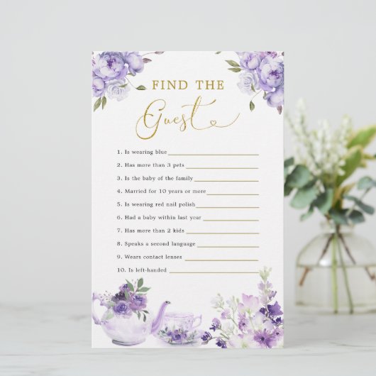 パープルフローラベビーシャワーティーパーティーを見つける (スタンド正面)