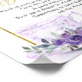 パープルフローラベビーシャワーティーレイトナイトおむつ ポスター (角)