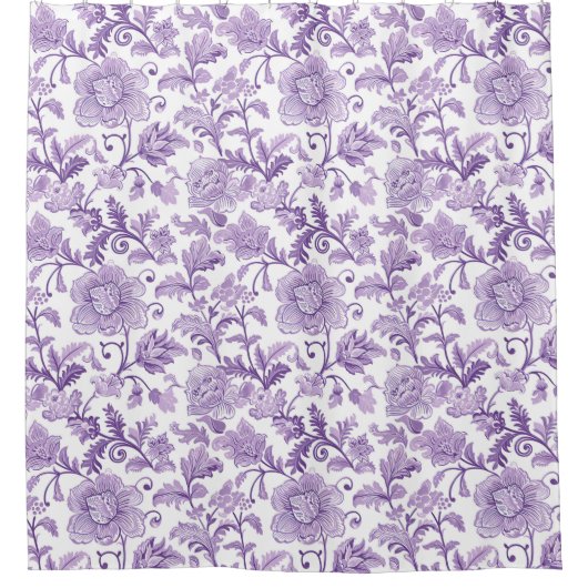 パープルフローラペイズリーシャワーカーテン シャワーカーテン (正面)