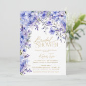 パープルフローラペリウィンクルラベンダーブライダルシャワー 招待状 (スタンド正面)