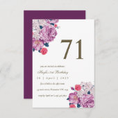 パープルフローラボシンプルタニカル誕生日 招待状 (正面/裏面)