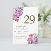 パープルフローラボシンプルタニカル誕生日 招待状 (スタンド正面)