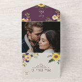 パープルフローラボホシック結婚ズ オールインワン招待状 (外側)