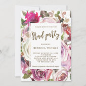 パープルフローラボホ卒業パーティーの招待 招待状 (正面)