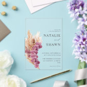 パープルフローラボホ結婚ズ アクリル招待状 (インサイチュ (ウェディング))