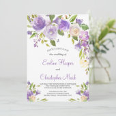 パープルフローラボホ緑結婚書道 招待状 (スタンド正面)