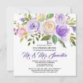パープルフローラポス結婚トブランチ招待状 招待状 (正面)