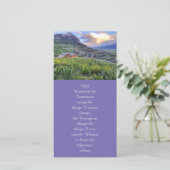 パープルフローラマウンテンメモリアル祈りの言葉カード サンキューカード (スタンド正面)