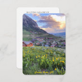 パープルフローラマウンテンメモリアル祈りの言葉カード サンキューカード (正面/裏面)