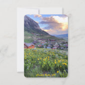 パープルフローラマウンテンメモリアル祈りの言葉カード サンキューカード (正面)