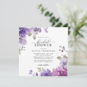 パープルフローラマウヴ薄紫ダスティブライダルシャワーInv 招待状 (スタンド正面)