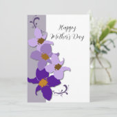 パープルフローラマザーズデイフラットカード 招待状 (スタンド正面)