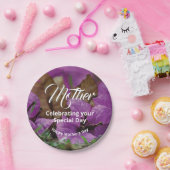 パープルフローラマザーズデイ誕生祝い ペーパープレート (パーティー)