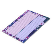 パープルフローラミールプランナー&食料品一覧 ノートパッド (アングル)