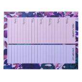 パープルフローラミールプランナー&食料品一覧 ノートパッド (正面)