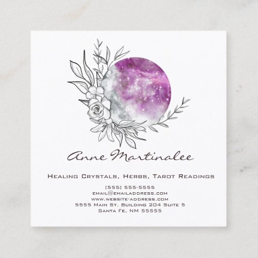 パープルフローラムーンスクエア名刺 スクエア名刺 (裏面)