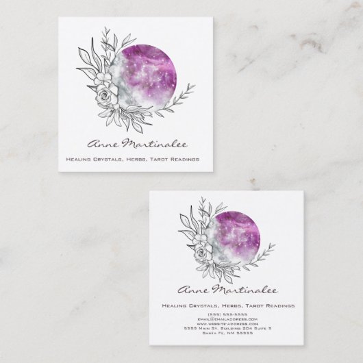 パープルフローラムーンスクエア名刺 スクエア名刺 (正面/裏面)