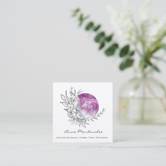 パープルフローラムーンスクエア名刺 スクエア名刺 (スタンド正面)