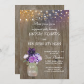 パープルフローラメイスンジャー素朴婚約パーティ 招待状 (正面/裏面)