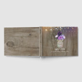 パープルフローラメイスン素朴結婚ジャー ゲストブック (全面)