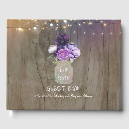 パープルフローラメイスン素朴結婚ジャー ゲストブック