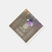 パープルフローラメイスン素朴結婚ジャー スタンダードカクテルナプキン (角)
