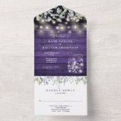 パープルフローラメイソンジャースライツモノグラム結婚ズ オールインワン招待状 (内側)