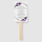 パープルフローラモダン植物学結婚式 プログラム ハンドファン (裏面)